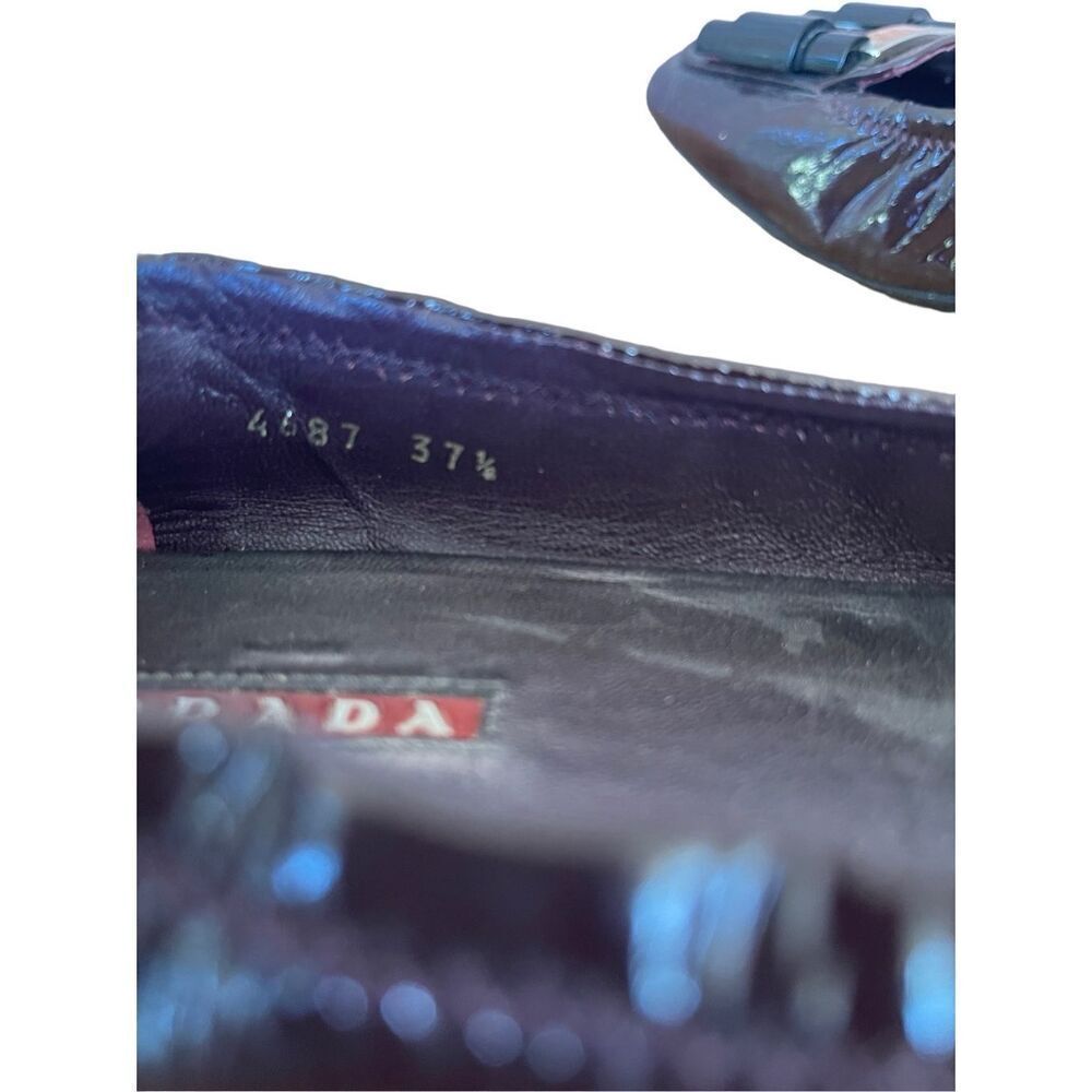 Prada Womens Purple Patent Leather Slip On Square Toe Flat Ballet Size 37.5 - Picture 6 of 8